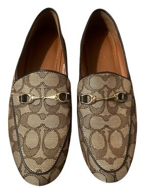 Coach Signature Canvas Horsebit Loafers in Brown and Tan